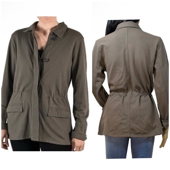 James Perse Anorak Drawstring Waist Jersey Cotton Jacket Argon Green Sz 2 Med - Picture 1 of 9